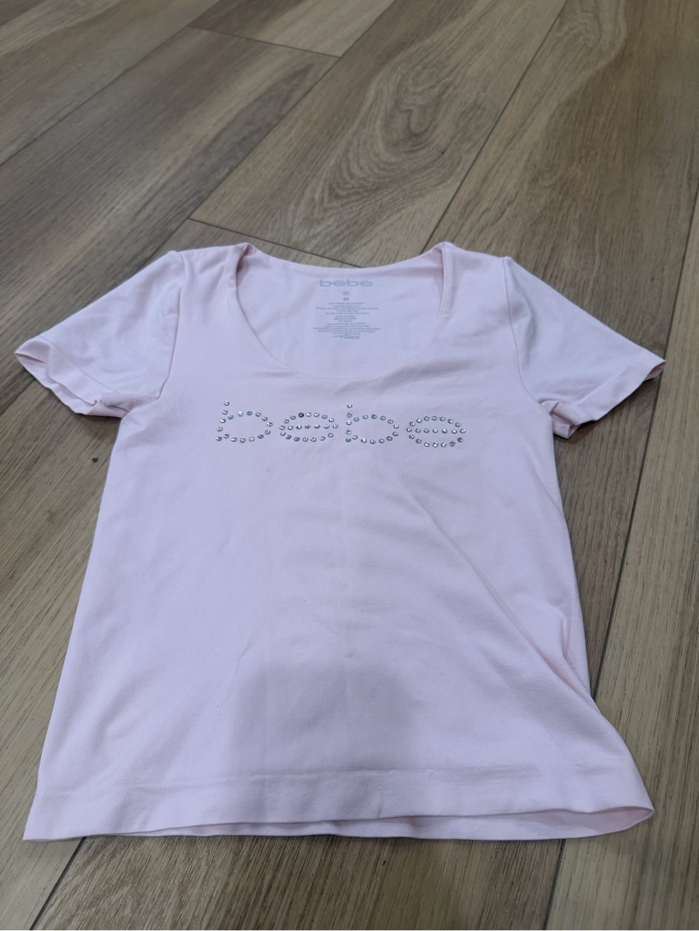 Bebe pink rhinestone baby tee